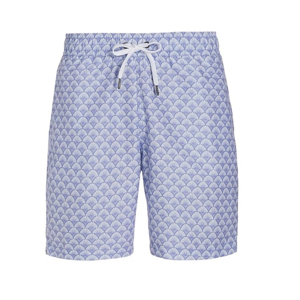 Saks Fifth Avenue Blue and White Swim Trunks with Geometric Pattern